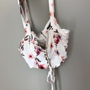 Floral Lace-Up Crop Top